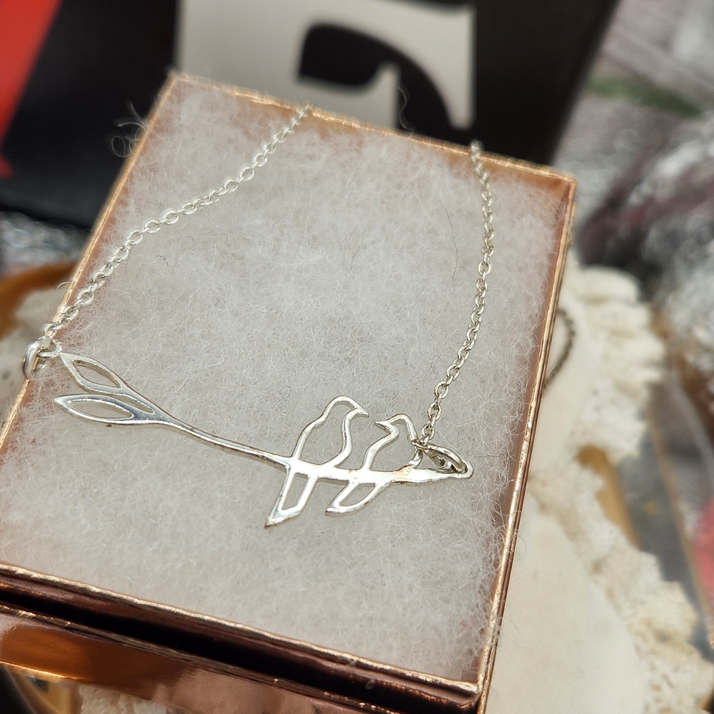 925 Sterling Silver LoveBird Necklace 18"